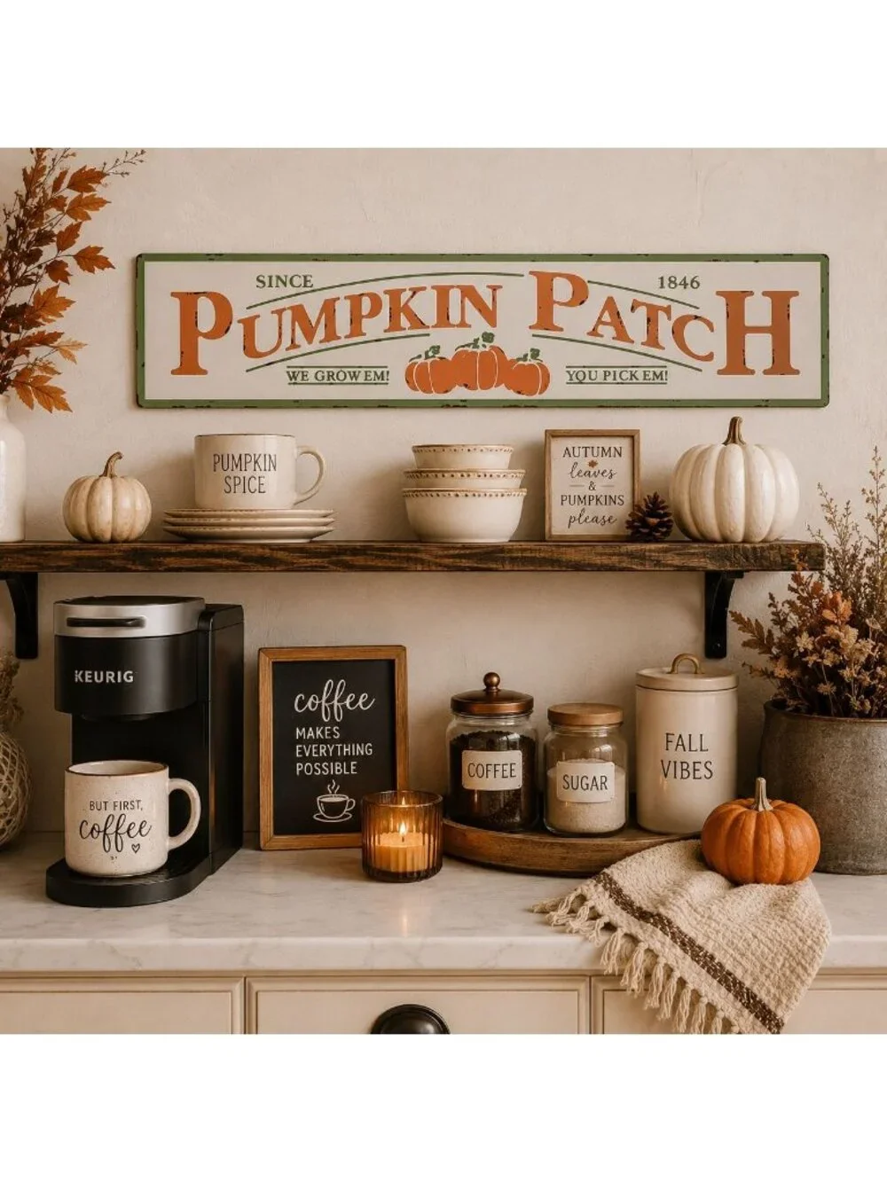 Autumn Pumpkin Patch Metal Wall Sign Rustic Farmhouse Fall Decor Vintage Country